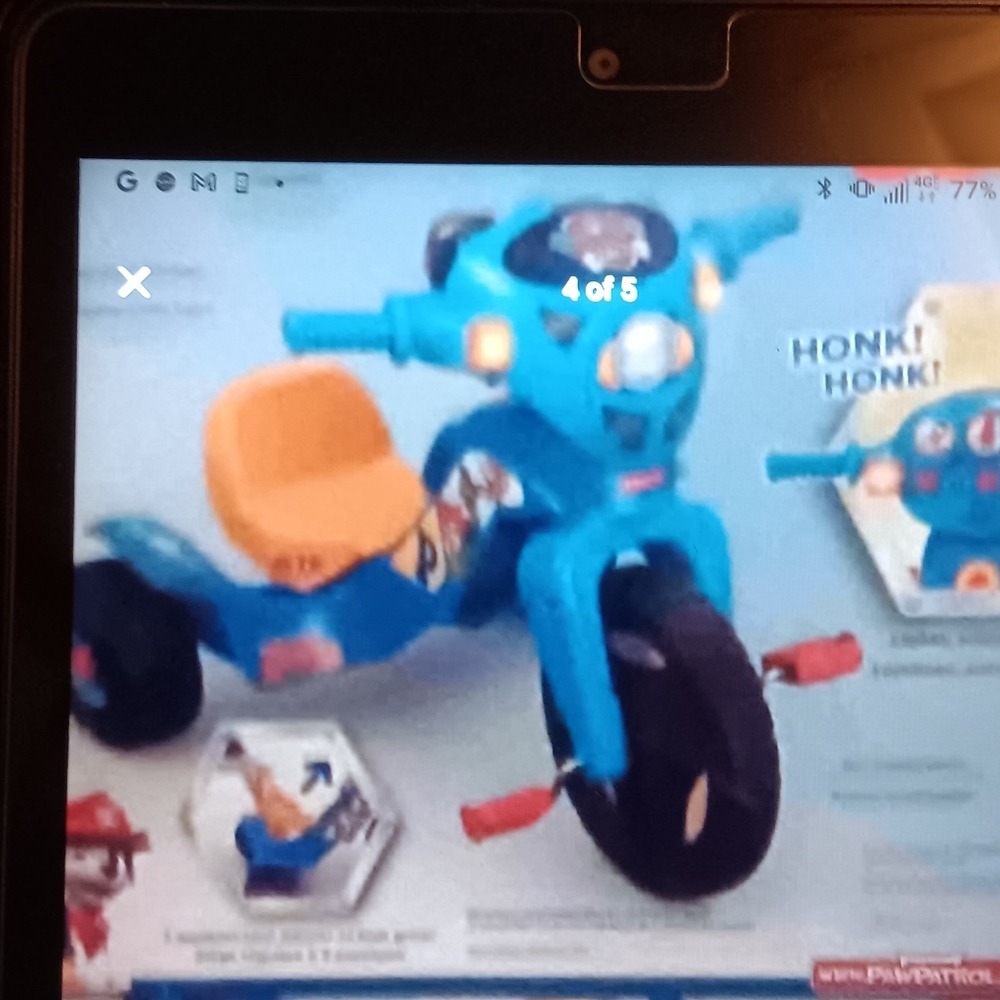 BRAND NEW!!! FISHER PRICE TRICYCLE HONK,HONK. PAW PATROL.